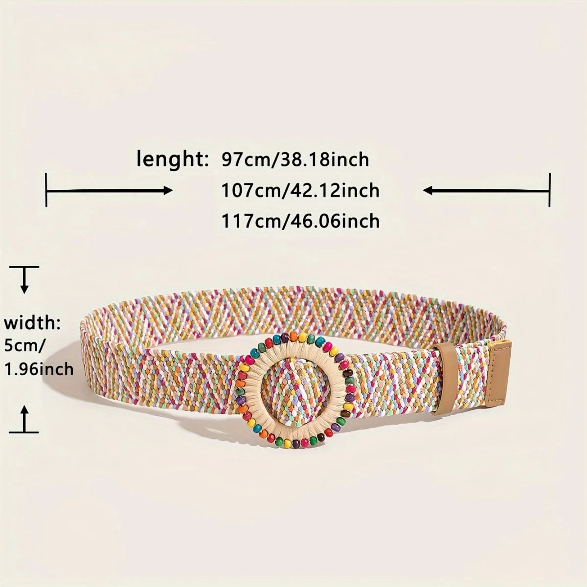Summer Fashion Women Colorful Straw Belt Casual Bohemian Wide Summer Braided Waistbelt Buckle Elastic Female Straw Waist Belt