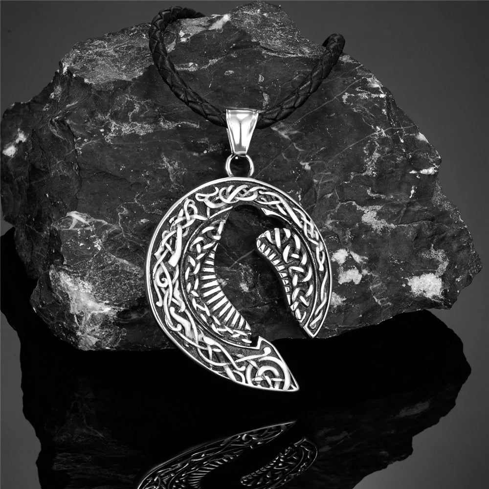 PENDRA Celtic Knot Rune Crow Necklace