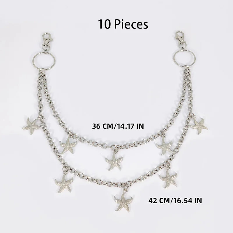 Star Double Layer Waist Chain Mens Decorative Pant Chain Jeans Trouser Chains Hip Hop Rock Chain Punk Retro Belt Chain