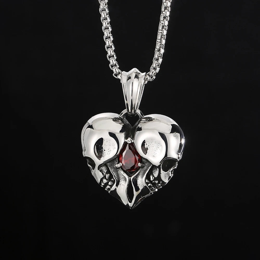 PENDRA Skullheart Stainless Steel Skull Heart Ring