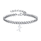 Mens Initials Cuban Links Bracelets,Stainless Steel A-Z 26 Letters Alphabet Charm Chain Wristband Adjustable,Casual Jewelry Gift