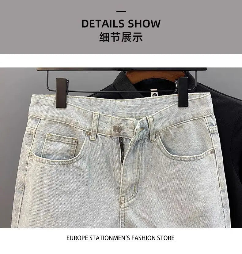 Light Blue Denim Shorts CowBoys Simple Solid Brand Summer New Slim-fit Non-elastic Washed Casual Half Pants Bermuda Shorts