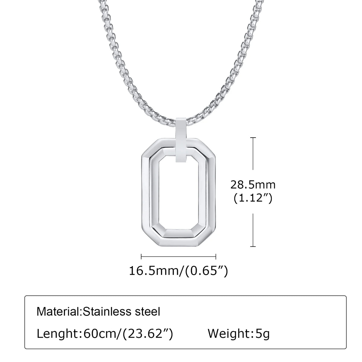Mens Simple Geometric Necklaces,Hollow Waterproof Stainless Steel Square Pendant Collars,Classic Jewelry Gifts for Boys