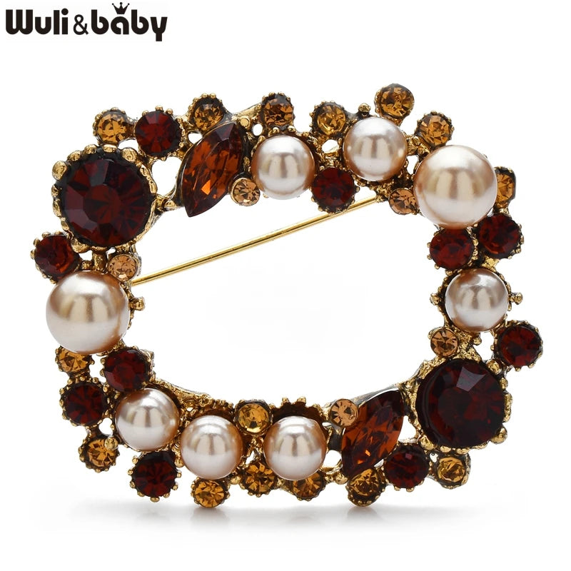 PENDRA Wreathgeome Pearl Geometric Wreath Brooch