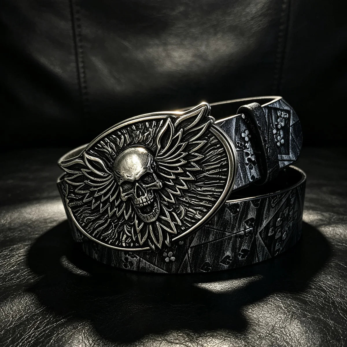 Silver Black Poker Belt For Men and Women Lucky Gamble Poker Metal Buckle Heavy Hip Hop Belt Punk Style Playing Card Street