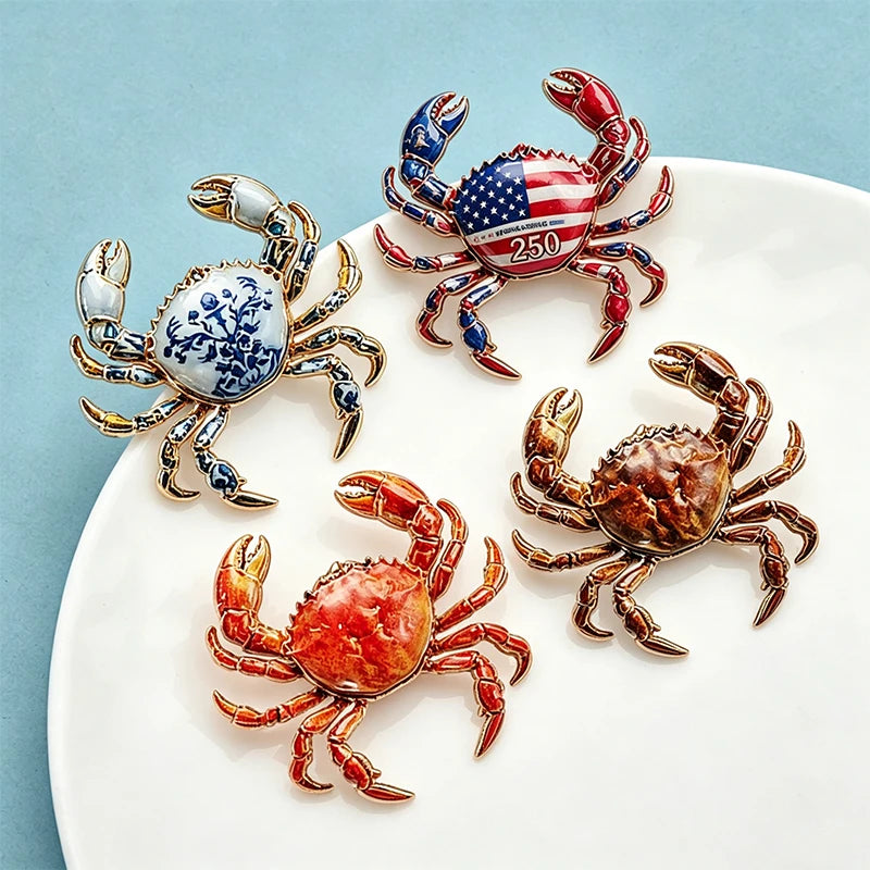 PENDRA Coral Crab Animal Brooch