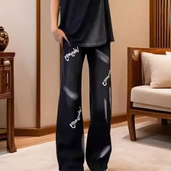 PENDRA Straight Mud Graffiti Pants