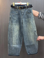 PENDRA Curved Cut High Waist Wide Leg Jeans