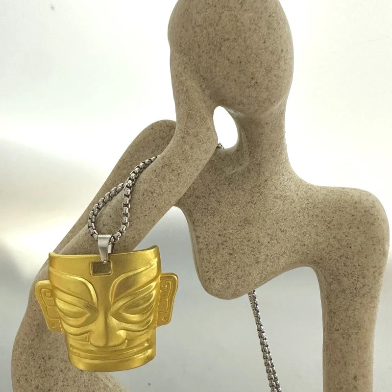 PENDRA Guochao Three-Star Gold Mask Pendant