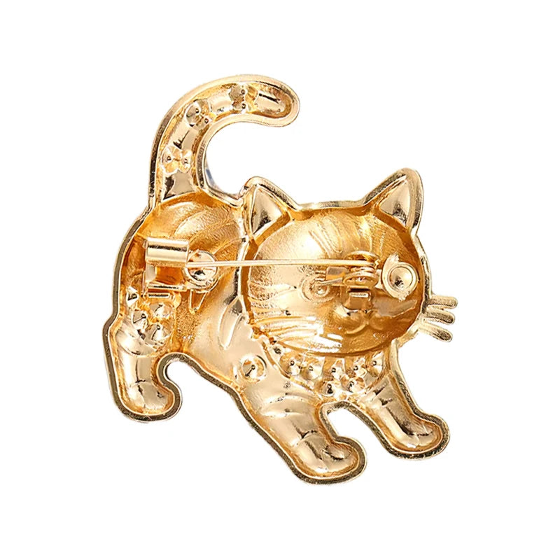 PENDRA Playful Kitty Rhinestone Brooch