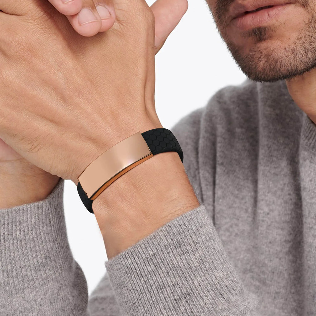 Free Engrave Silicone Bracelets for Men Boys,New Anti Static Custom ID Wristband,Personalized Jewelry