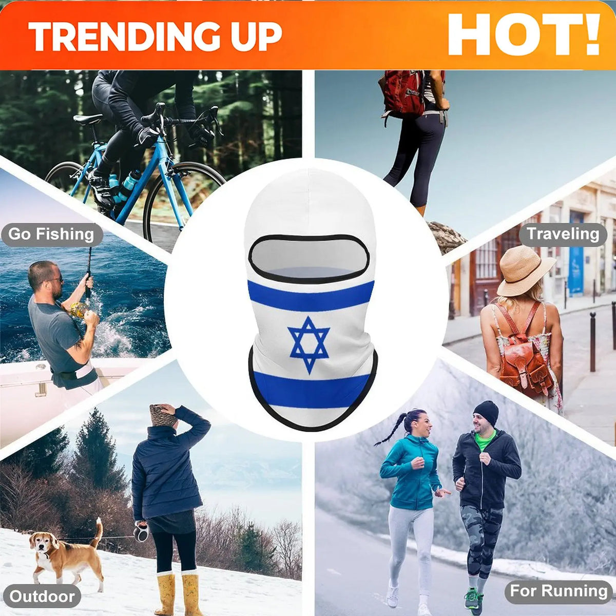 Israel Flag Outdoor Cool Sunscreen Motorcycle Face Mask Moto Biker Wind Cap Mask Stopper Windproof Bicycle Cycling Headgear