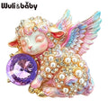 PENDRA Angel Sheep Crystal Animal Brooch