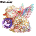 PENDRA Angel Sheep Crystal Animal Brooch