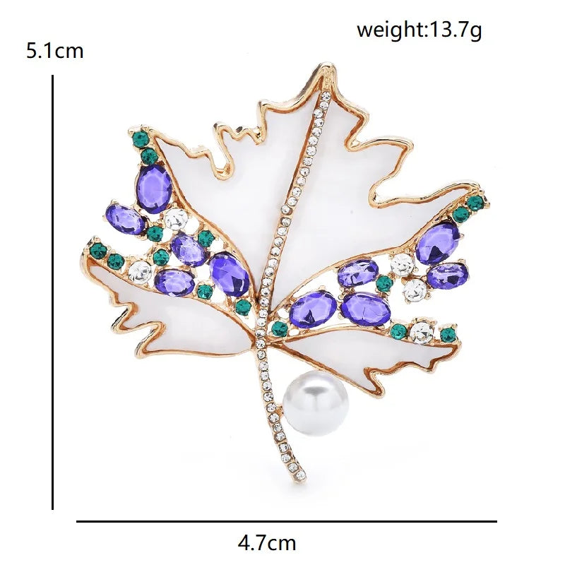 PENDRA Mapletta Purple Rhinestone Maple Leaf Brooch