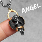 Angel Wing Pray Amulet Stainless Steel Men Necklaces Pendant Chain Punk New in For Couple Women Fashion Jewelry Gifts Wholesale