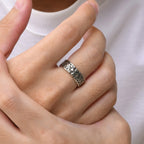 Punk Cross Metal Ring for Men Boys, 6.8mm Width European and American Style Opening Ring,Anniversary Engagement Jewelry Gift