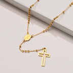 PENDRA Cross Mary Rosary Necklace