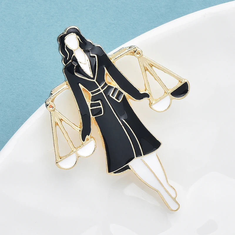 PENDRA Enamel Libra Lady Brooch