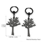Stainless Steel Music Band Hip Hop Tree of Life Hoop Earrings for Women Silver Color Gothic Punk Earring Jewelry Gift E3404S06