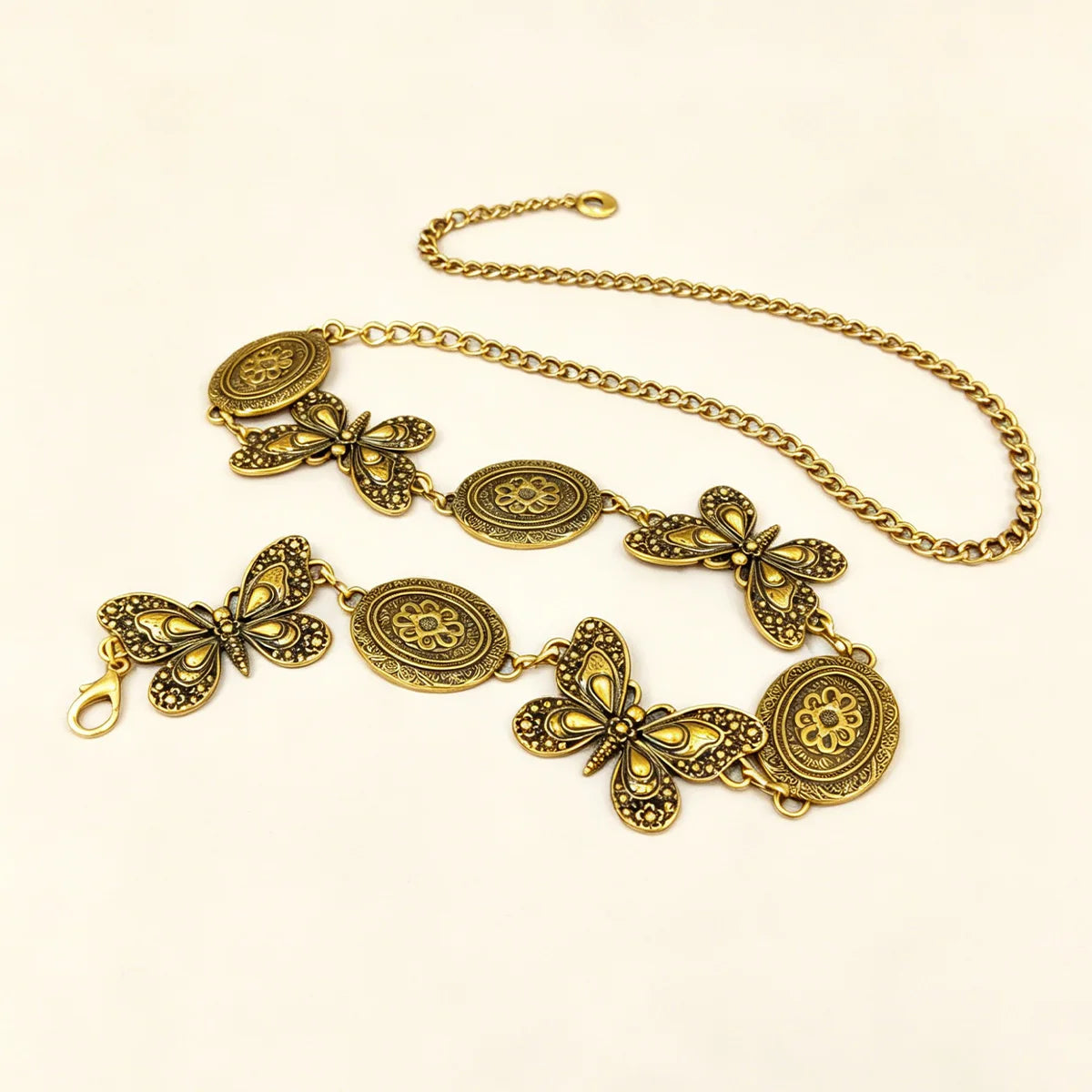 Retro style women's metal waist chain Gothic Decorative Sun carved chain belt high style Vintage Western Cowgirl accessories
