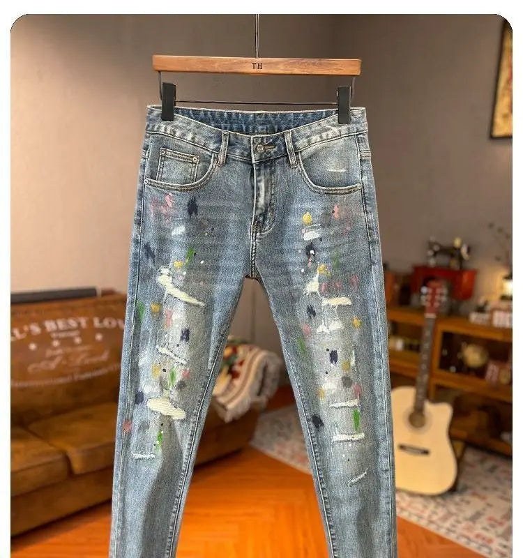 PENDRA Korean Cargo Paint Jeans
