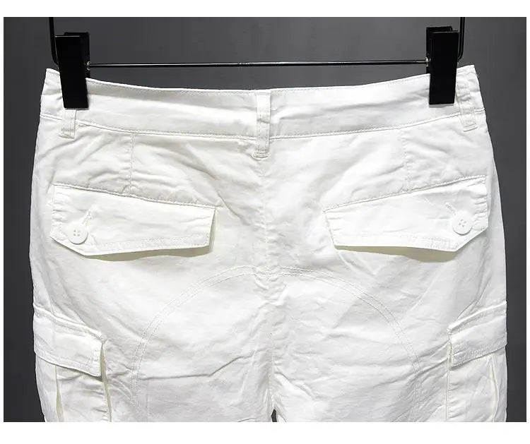 Korean Washed Luxury Men's Slim Jeans Designer Denim Short Pants for Summer Boyfriend Stretch Straight White Cargo Cotton Shorts