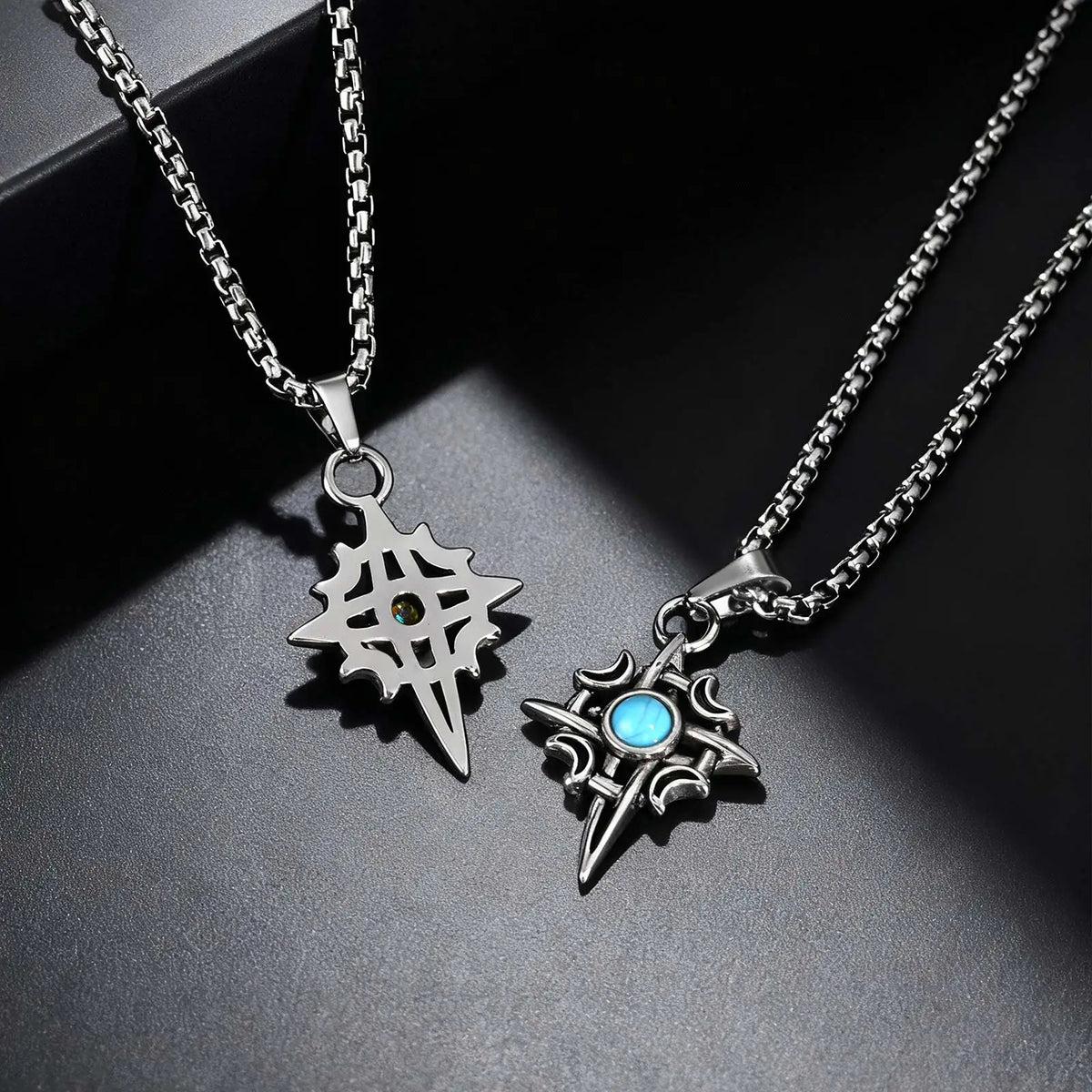 Vintage Viking Celtic Knot Necklace for Men,Stailess Steel Natural Stone Necklace,Punk Healing Jewelry Gift