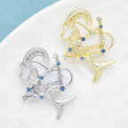 PENDRA Rhinestone Star Alloy Aries Goat Brooch