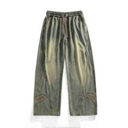 PENDRA Embroidery Washed Straight Pants