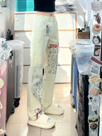 PENDRA Waist Embroidered Straight Trousers