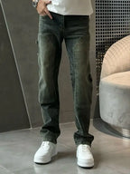 Spring Summer New Vintage Casual Slimming Straight-Leg Pants Washed Loose Micro-Cone Workwear Jeans for Men Man Clothes