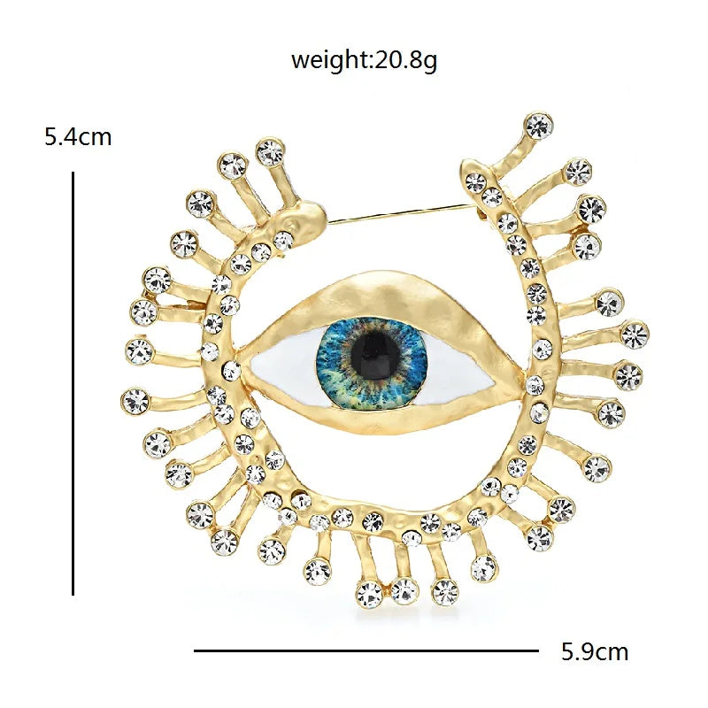 PENDRA Big Blue Eye Round Brooch