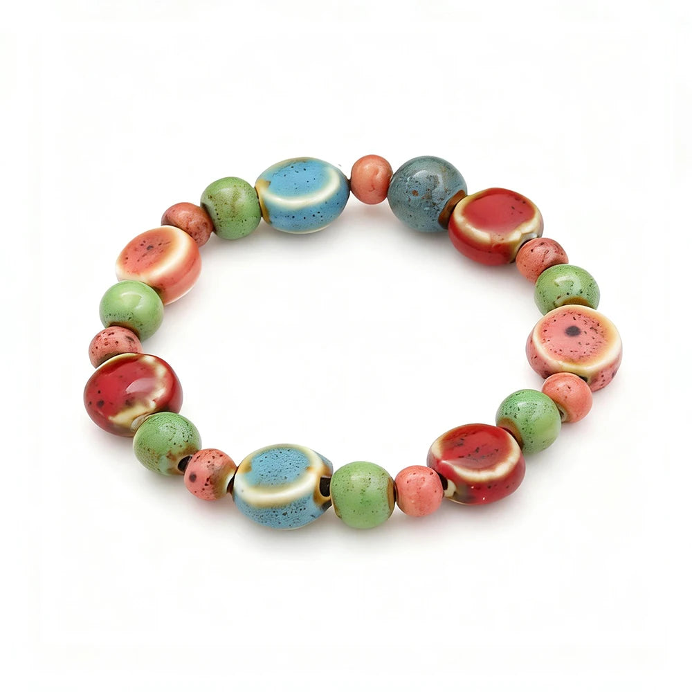 PENDRA Ceramica Light Blue Handmade Ceramic Beaded Bracelet
