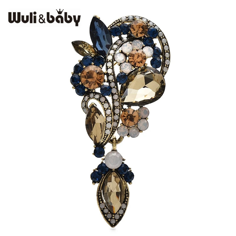 PENDRA Waterdrop Royale Palace Crystal Flower Brooch
