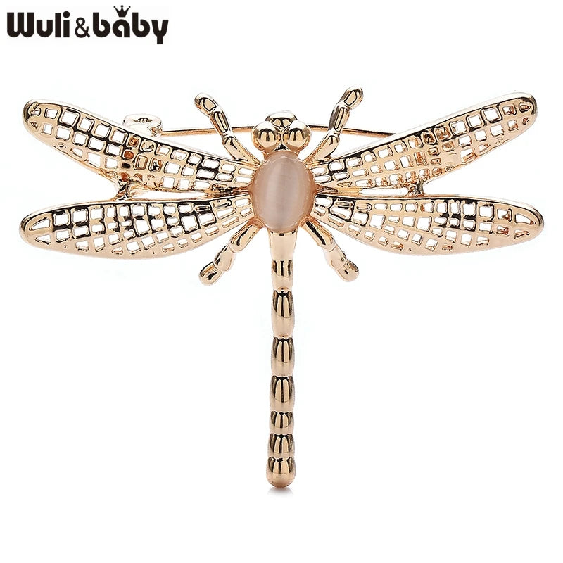 Wuli&baby Alloy Dragonfly Brooches For Women Men 2-color Simple Match Insects Party Office Brooch Pins Gifts
