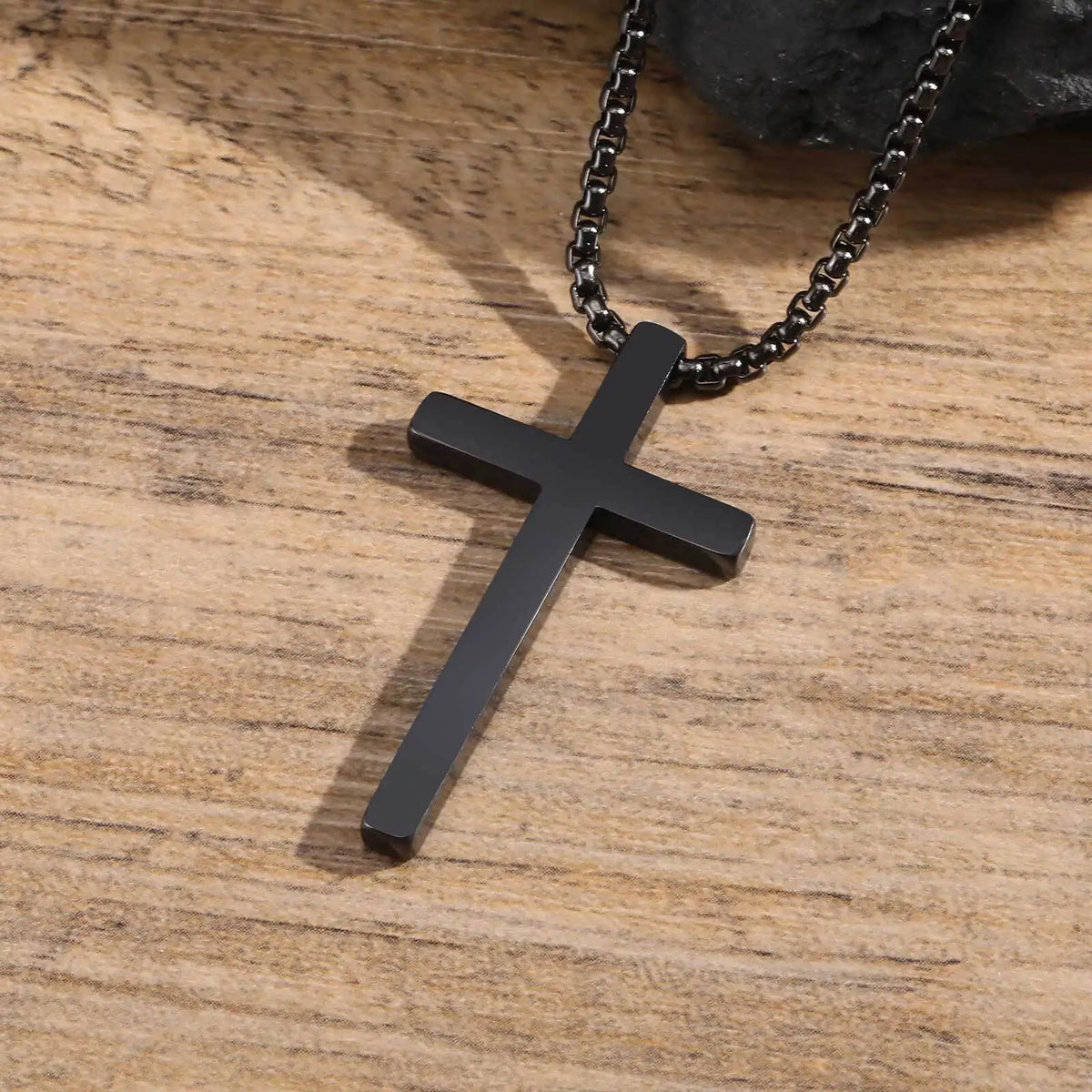 Simple Plain Cross Necklace for Men,Stainless Steel Silver Gold Color Cross Pendant Necklace,Christian Prayer Jewelry Gift