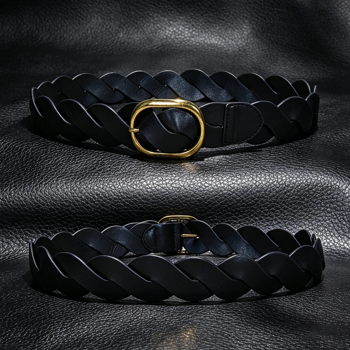 PENDRA Jadeora Leather Black Pin Buckle Gothic Belt