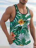 PENDRA Sleeveless Hawaiian Crew Neck Tank Beach Tank Top