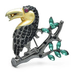 PENDRA Lovely Rhinestone Crow Bird Brooch