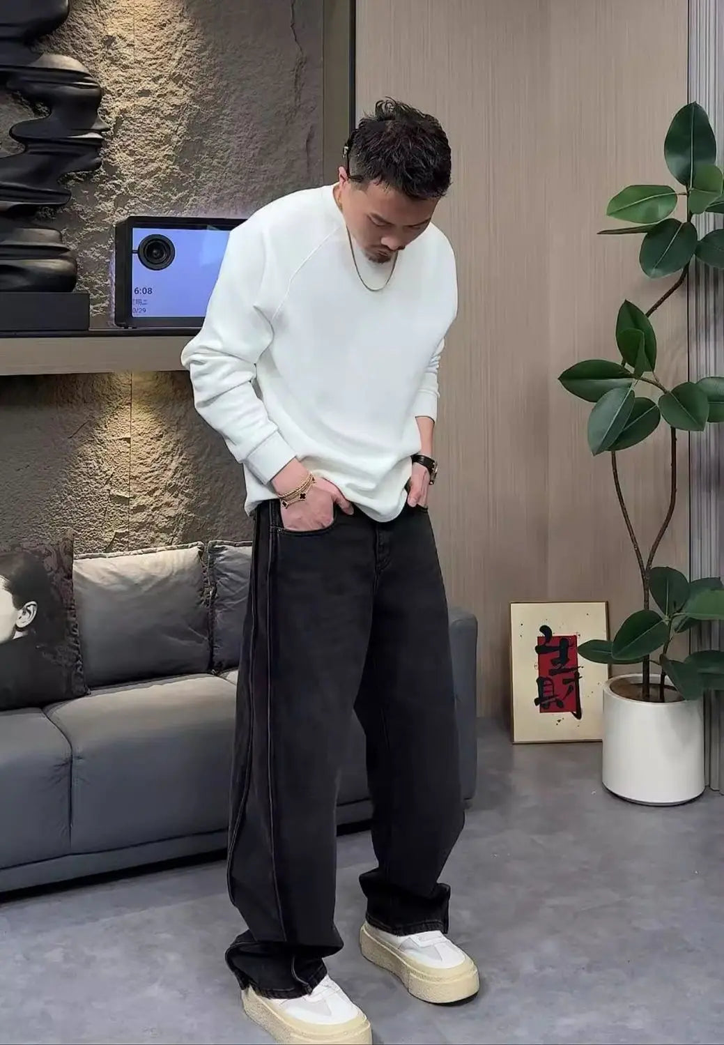 PENDRA Wide Leg Zipper Straight Pants
