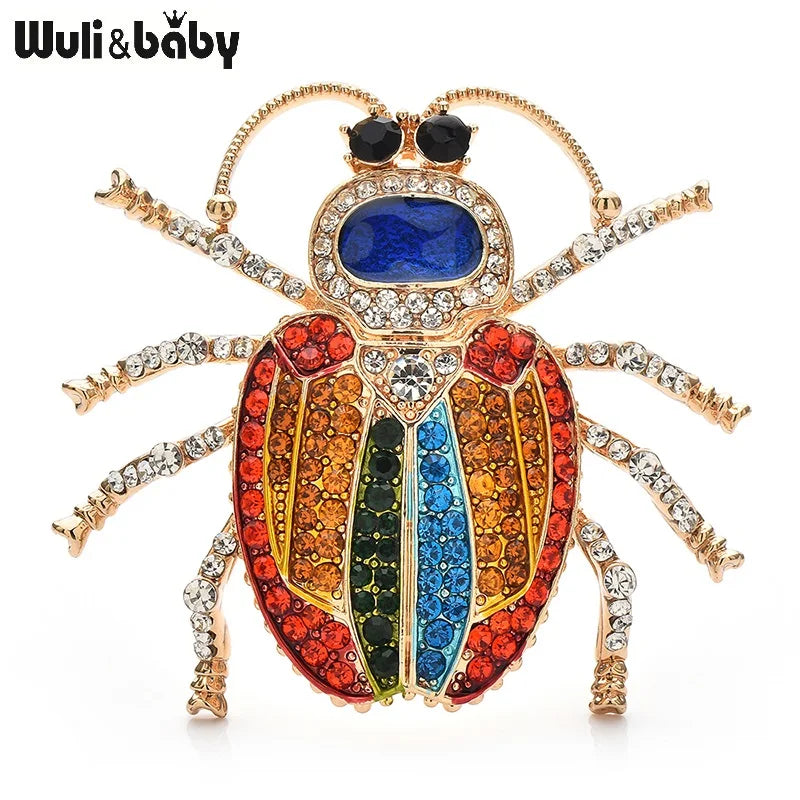 PENDRA Prismwing Rhinestone Beetle Brooch