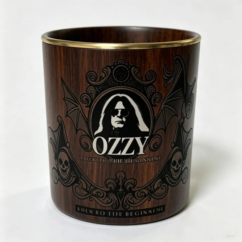 Gothic Skull Bat Whiskey Glass, Ozzy Inspired Gold Rim Cocktail Glass