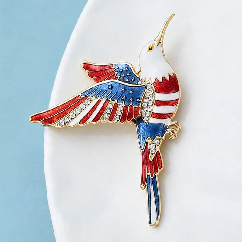 PENDRA American Flag Eagle Bird Brooch