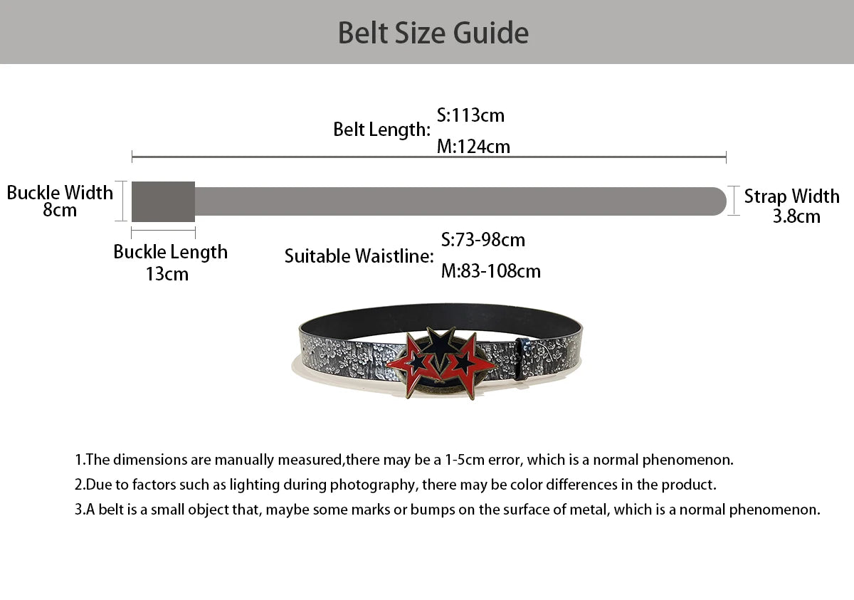 New Fashion Luxury Belt Black Punk Accessories Girdle HipHop Y2k Star Buckle Jeans Skirt Plus Size Waistband For Men Women