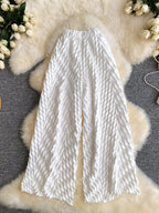 Lazy style high waisted casual wide leg pants women in spring and summer new stretch solid color loose versatile pants