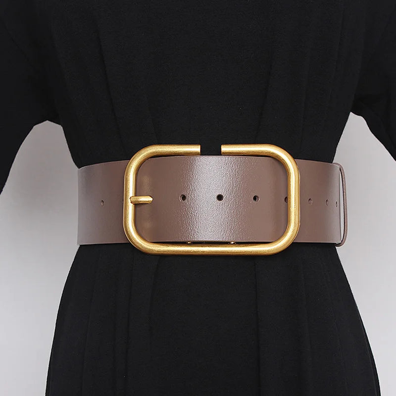 High-end Luxury Brands Women's Waist Belt 5.7CM Width Genuine leather Corset Belt Plus Size Cowhide Dress Jacket Waistband