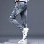 Hot Sale Men's Luxury Jeans Streetwear Denim Pants Punk Distressed Hole Tiger Embroidery Patches Stretch Skinny Ripped Trouser
