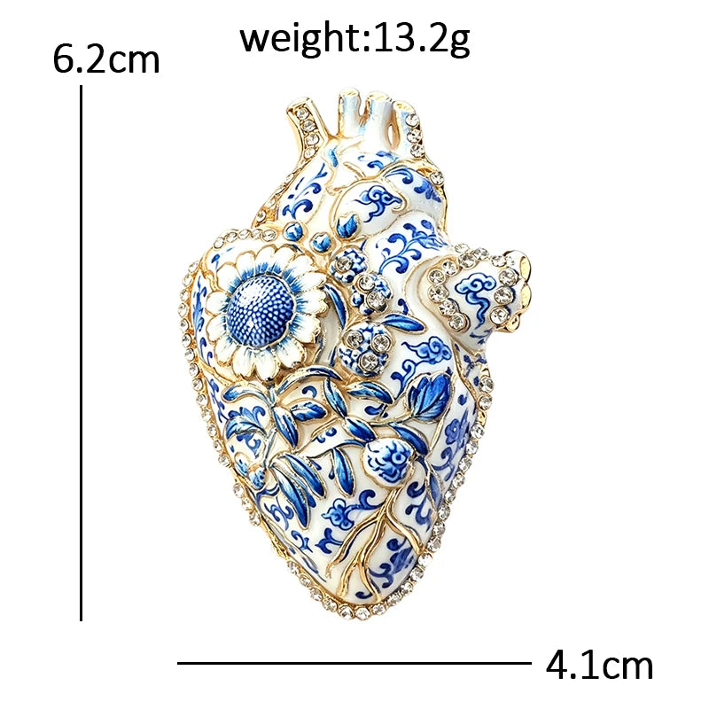 PENDRA Fable 4-Color Rhinestone Floral Heart Brooch
