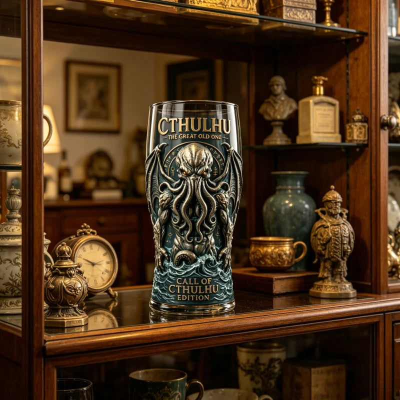 Cthulhu Deep Sea Monster Glass Mug, Gothic Fantasy Whiskey Cup, Barware for Beer Water Cocktail Collectible Decor Ornaments
